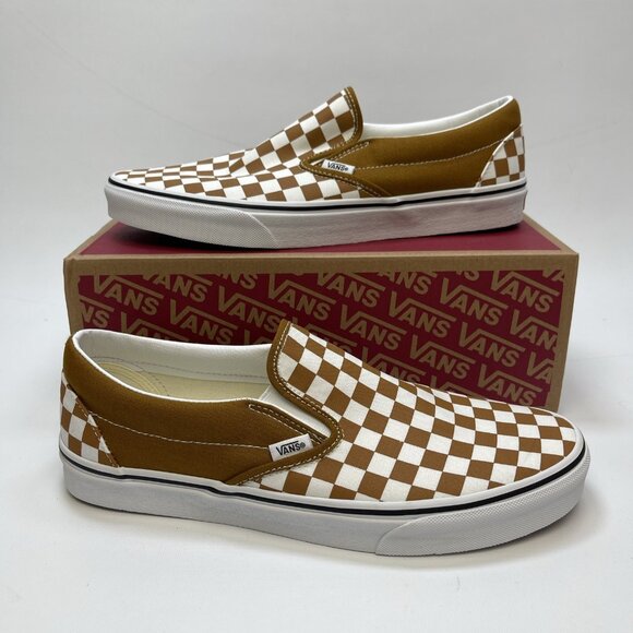 Vans Classic Slip-On Color Theory Golden Brown Skate Shoes Men Sz 12 US NEW - Picture 1 of 10